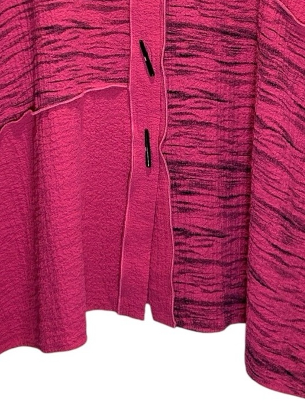 Ali Miles Fuchsia & Black Lagenlook Button-up Tunic w/ 3/4 Sleeves - Size 2X - Picture 5 of 9